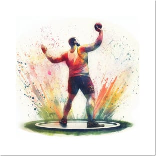 Artistic illustration of a shot-putter in track and field Posters and Art